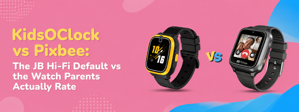 KidsOClock vs Pixbee: The JB Hi-Fi Default vs the Watch Parents Actually Rate